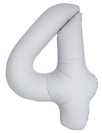 Шар Цифра "4" Slim Белый, Матовый / White (в упаковке)  